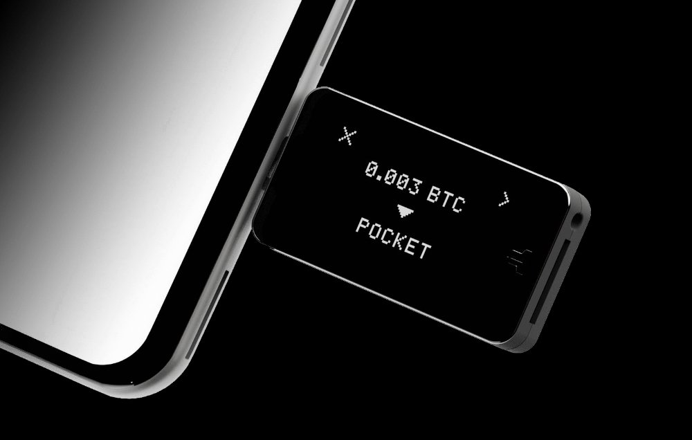 Pocket Bitcoin payment request shown on BitBox02 device screen